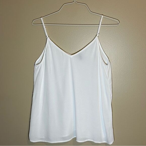 Francesca's Ivory Textured Flowy Cami EUC Adjustable Straps Size L - Picture 1 of 4